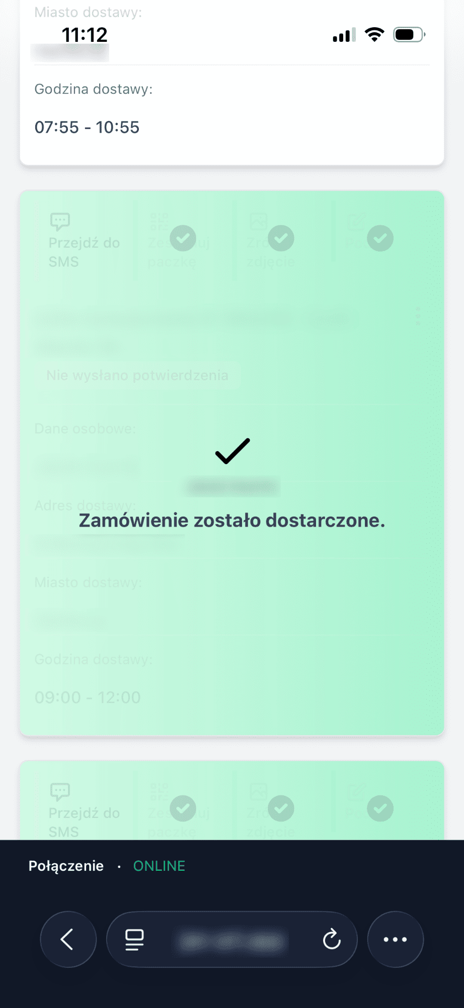 Podgląd projektu na telefonie